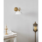 Wall Lamp Antique Brass & White Ceramic Openwork