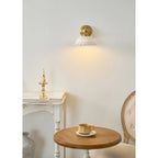 Wall Lamp Antique Brass & White Ceramic Openwork