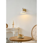 Wall Lamp Antique Brass & White Ceramic Openwork