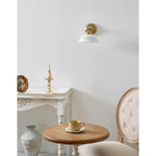 Wall Lamp Antique Brass & White Ceramic Openwork