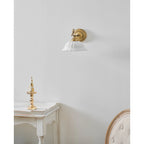 Wall Lamp Antique Brass & White Ceramic Openwork