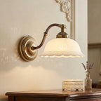 Wall Lamp Antique Brass & White Ceramic Openwork