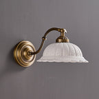 Wall Lamp Antique Brass & White Ceramic Openwork