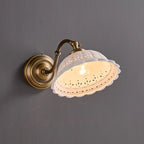 Wall Lamp Antique Brass & White Ceramic Openwork