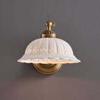 Wall Lamp Antique Brass & White Ceramic Openwork