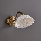 Wall Lamp Antique Brass & White Ceramic Openwork
