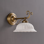 Wall Lamp Antique Brass & White Ceramic Openwork