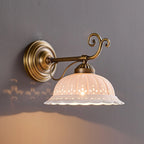 Wall Lamp Antique Brass & White Ceramic Openwork