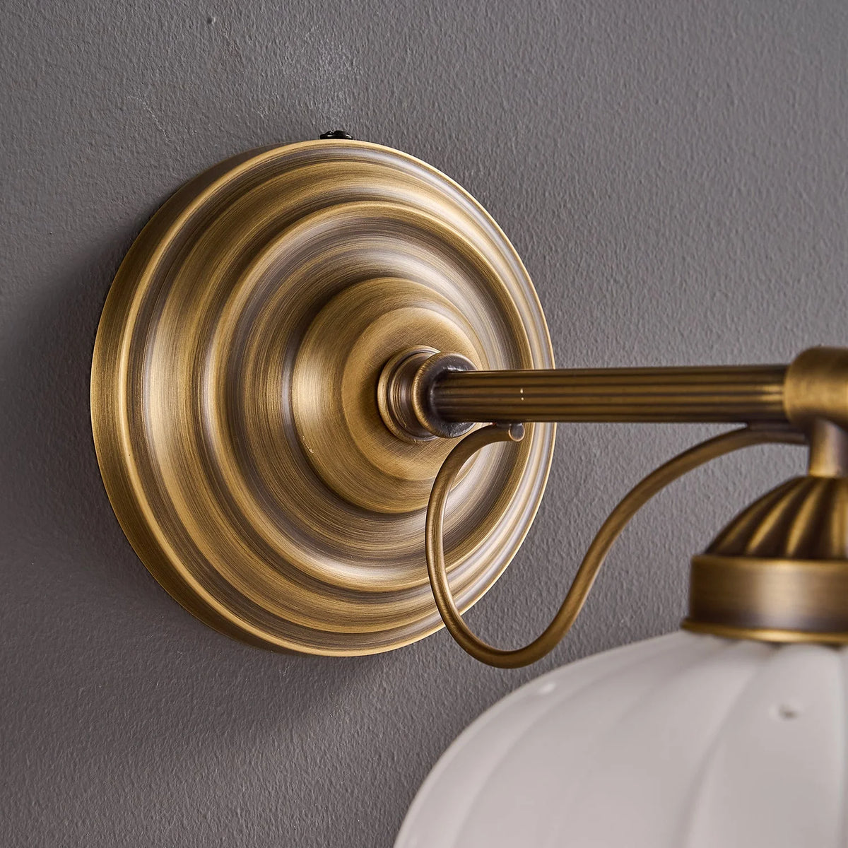 Wall Lamp Antique Brass & White Ceramic Openwork