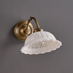 Wall Lamp Antique Brass & White Ceramic Openwork