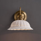 Wall Lamp Antique Brass & White Ceramic Openwork