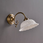 Wall Lamp Antique Brass & White Ceramic Openwork