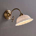 Wall Lamp Antique Brass & White Ceramic Openwork
