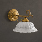 Wall Lamp Antique Brass & White Ceramic Openwork