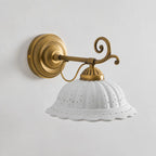 Wall Lamp Antique Brass & White Ceramic Openwork