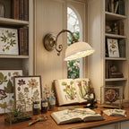 Wall Lamp Antique Brass & White Ceramic Openwork