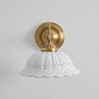 Wall Lamp Antique Brass & White Ceramic Openwork