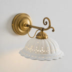 Wall Lamp Antique Brass & White Ceramic Openwork
