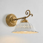 Wall Lamp Antique Brass & White Ceramic Openwork