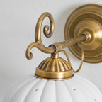 Wall Lamp Antique Brass & White Ceramic Openwork