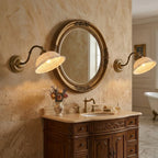 Wall Lamp Antique Brass & White Ceramic Openwork