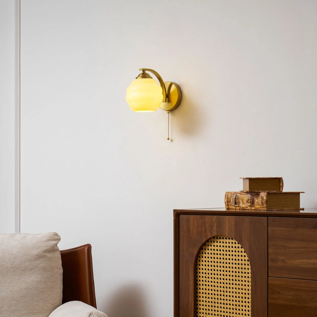 Wall Lamp Art Deco Curved Glass Warm Ambient Light