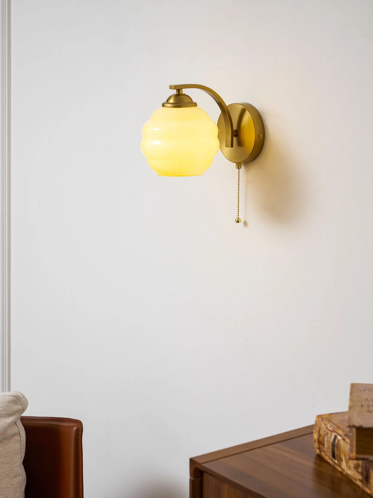 Wall Lamp Art Deco Curved Glass Warm Ambient Light