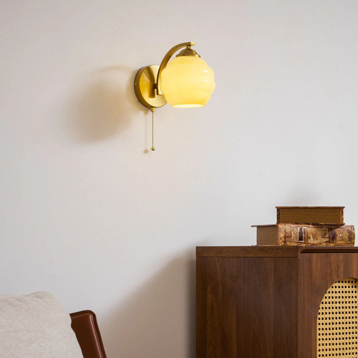 Wall Lamp Art Deco Curved Glass Warm Ambient Light