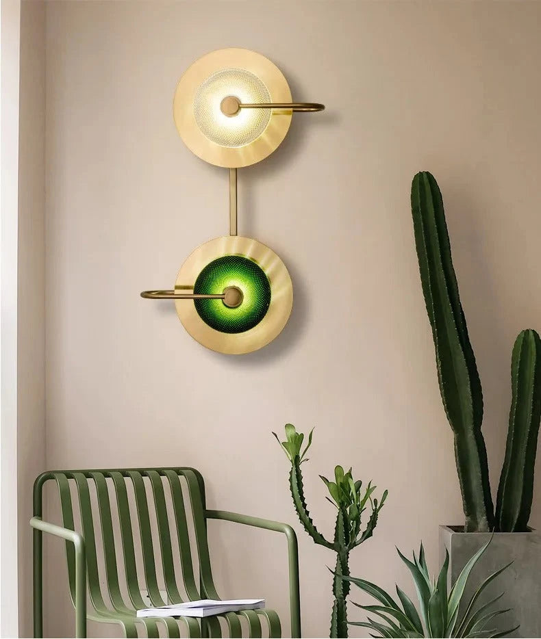 Wall Lamp Brass Finish Glass Shade