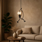 Wall Lamp Climbing Figure Matte Finish & Natural Rope