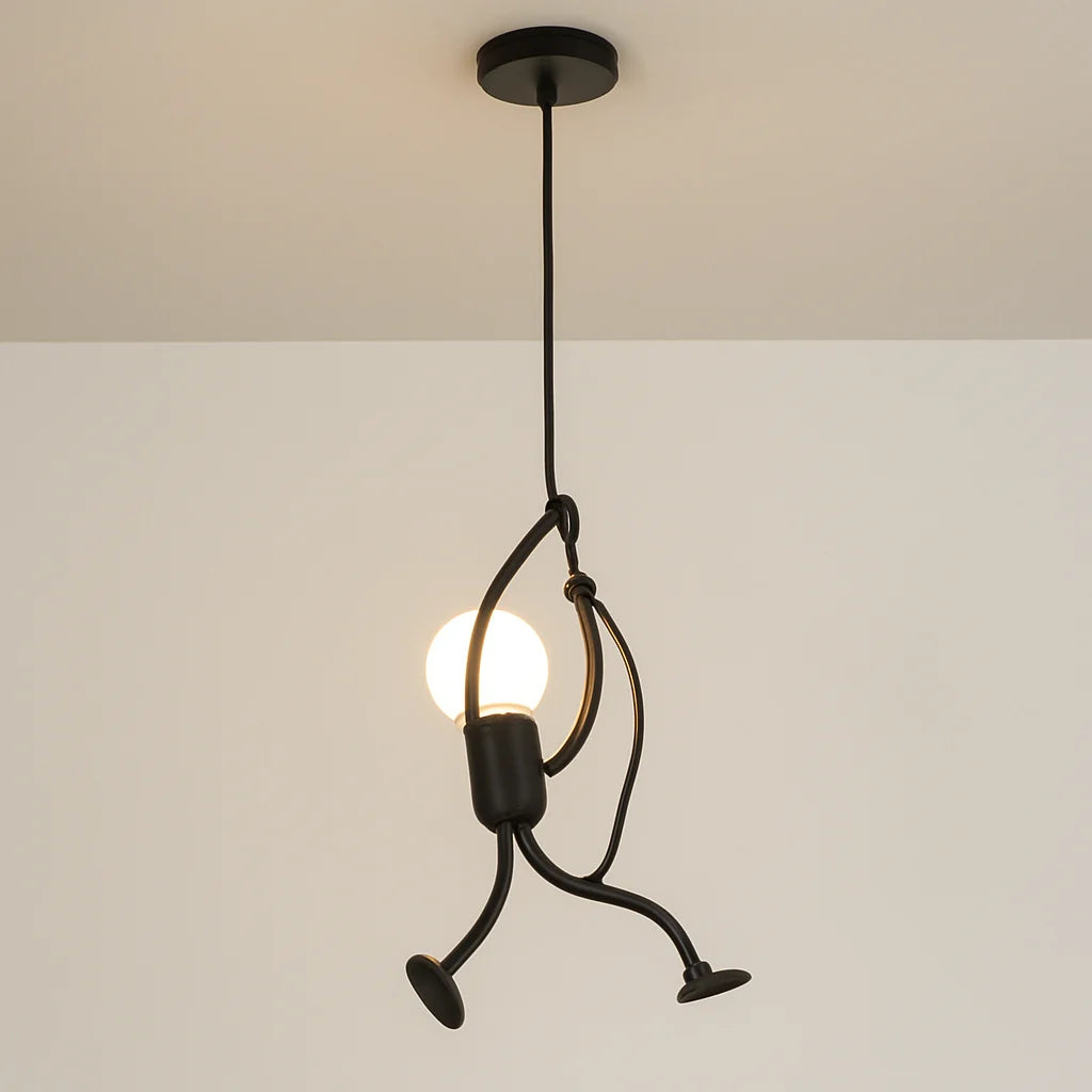 Wall Lamp Climbing Figure Matte Finish & Natural Rope