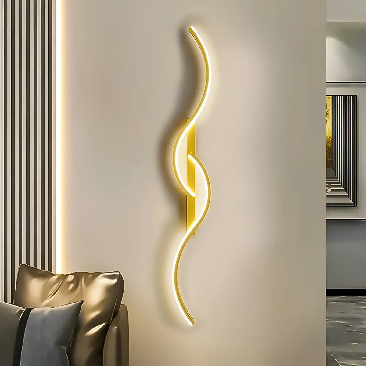 Wall Lamp Curved LED Dimmable Remote Control
