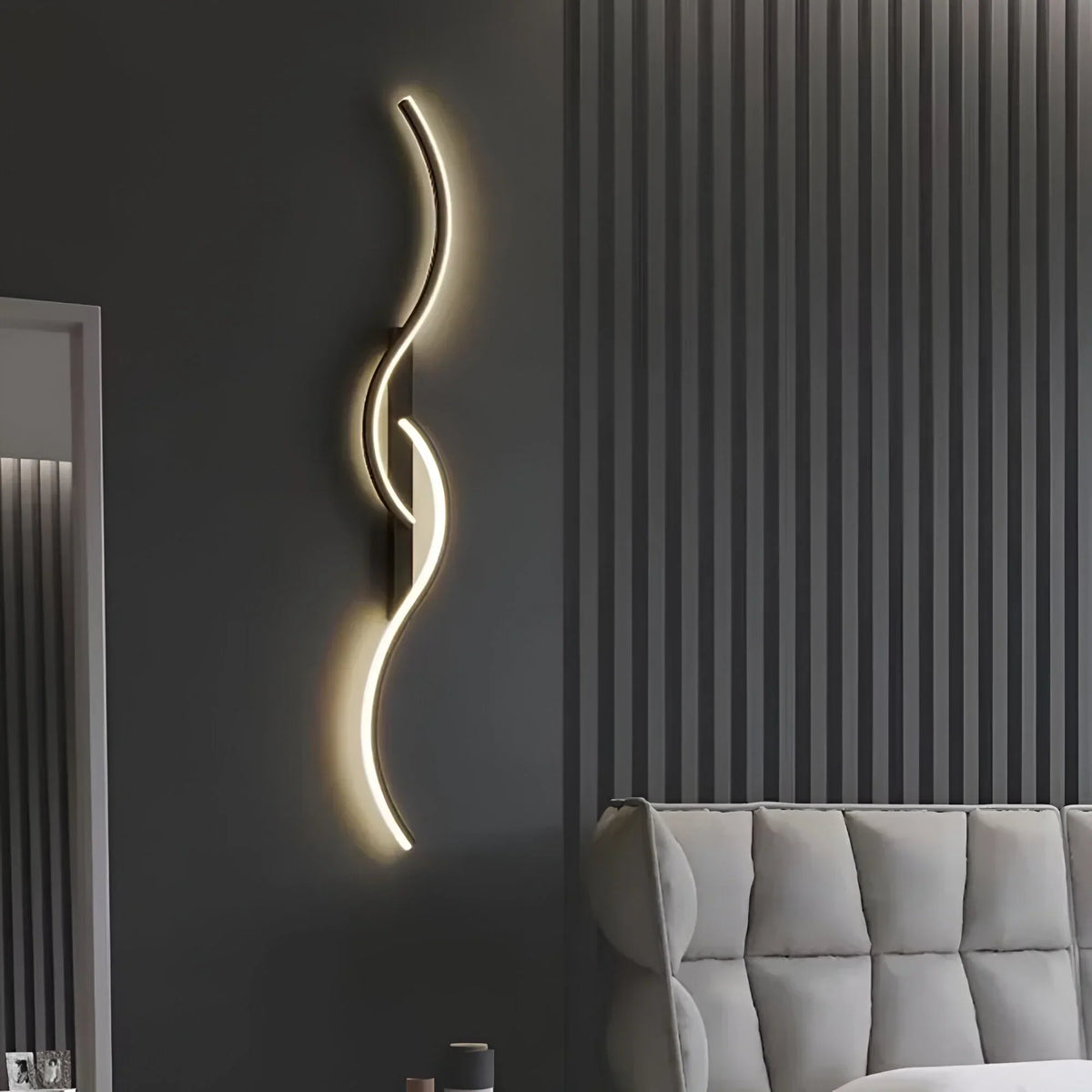 Wall Lamp Curved LED Dimmable Remote Control