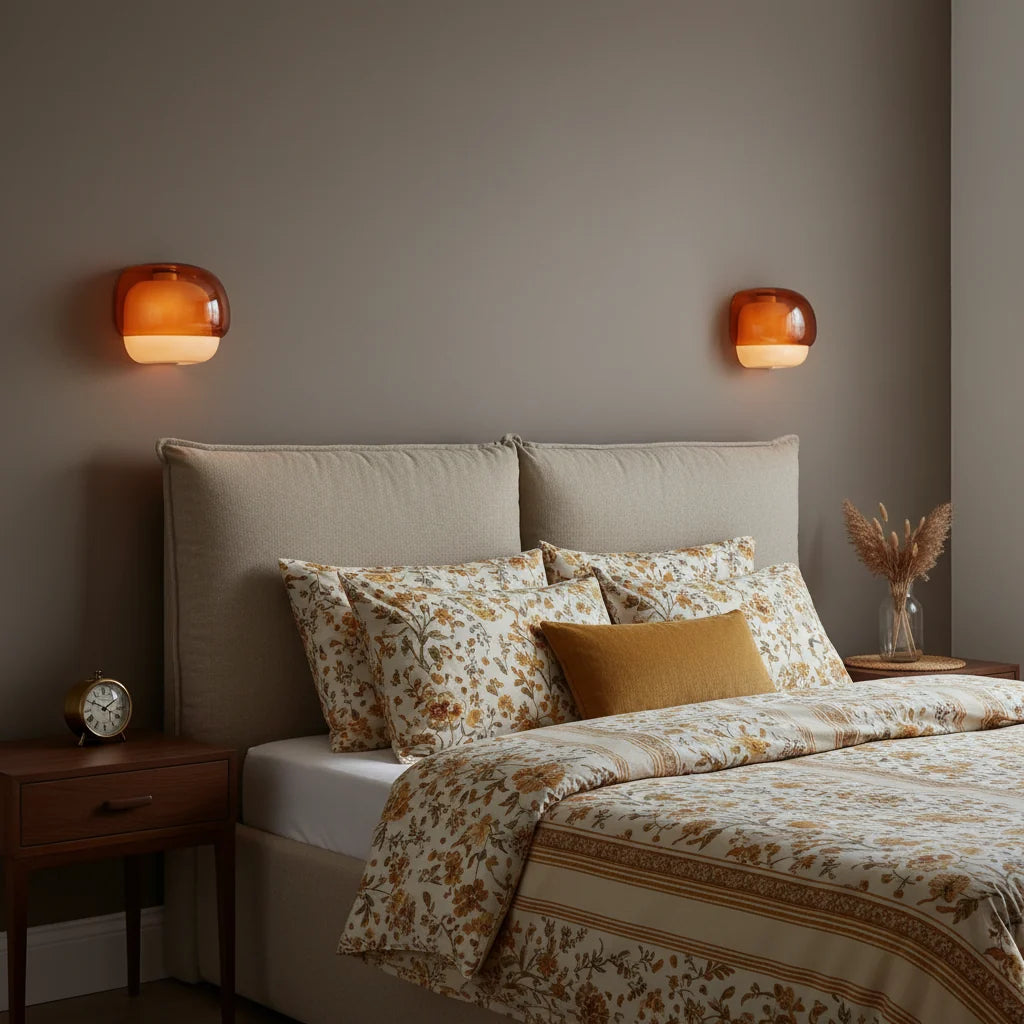 Wall Lamp Double Mushroom Glass Shade