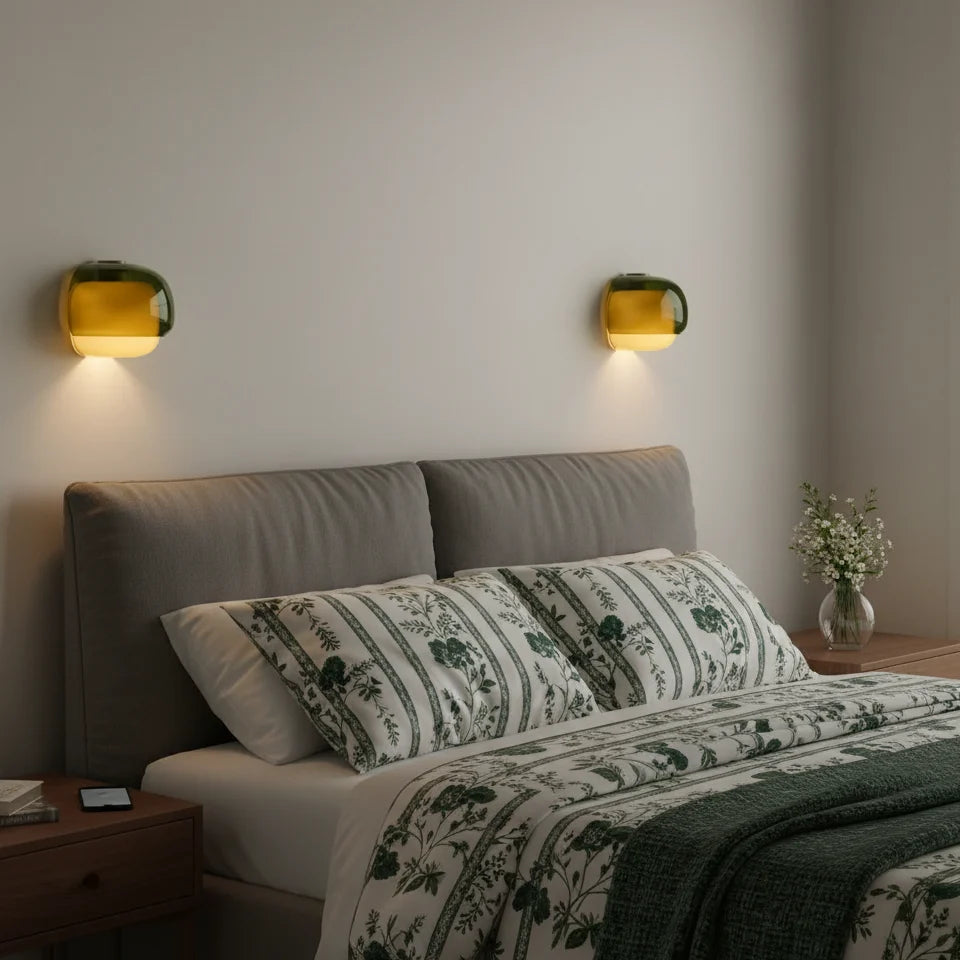 Wall Lamp Double Mushroom Glass Shade