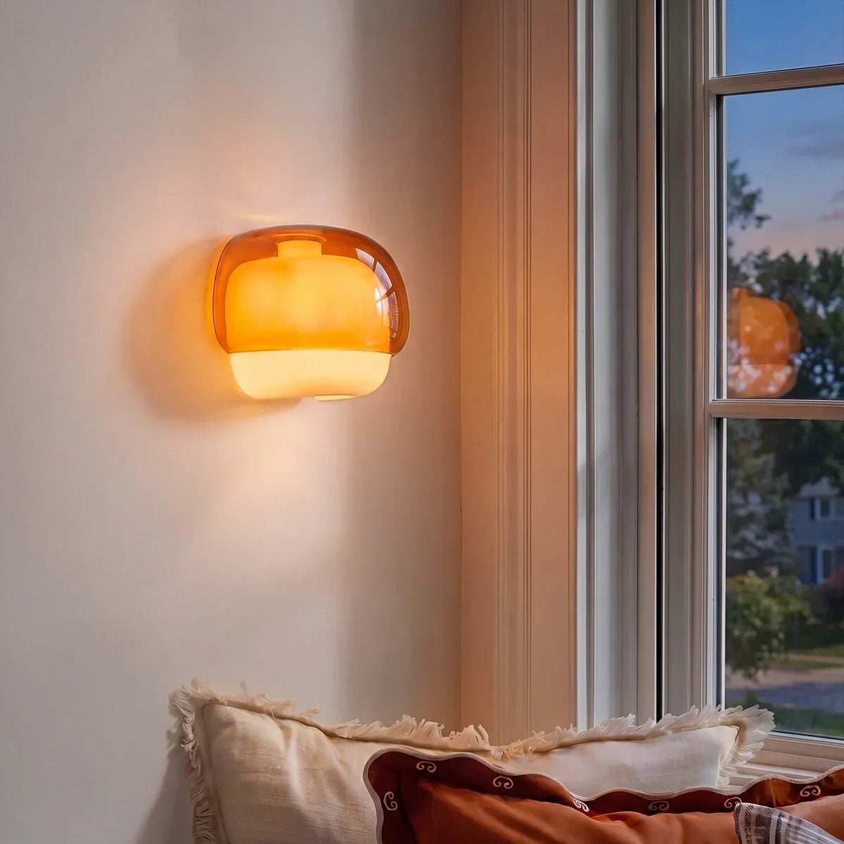 Wall Lamp Double Mushroom Glass Shade
