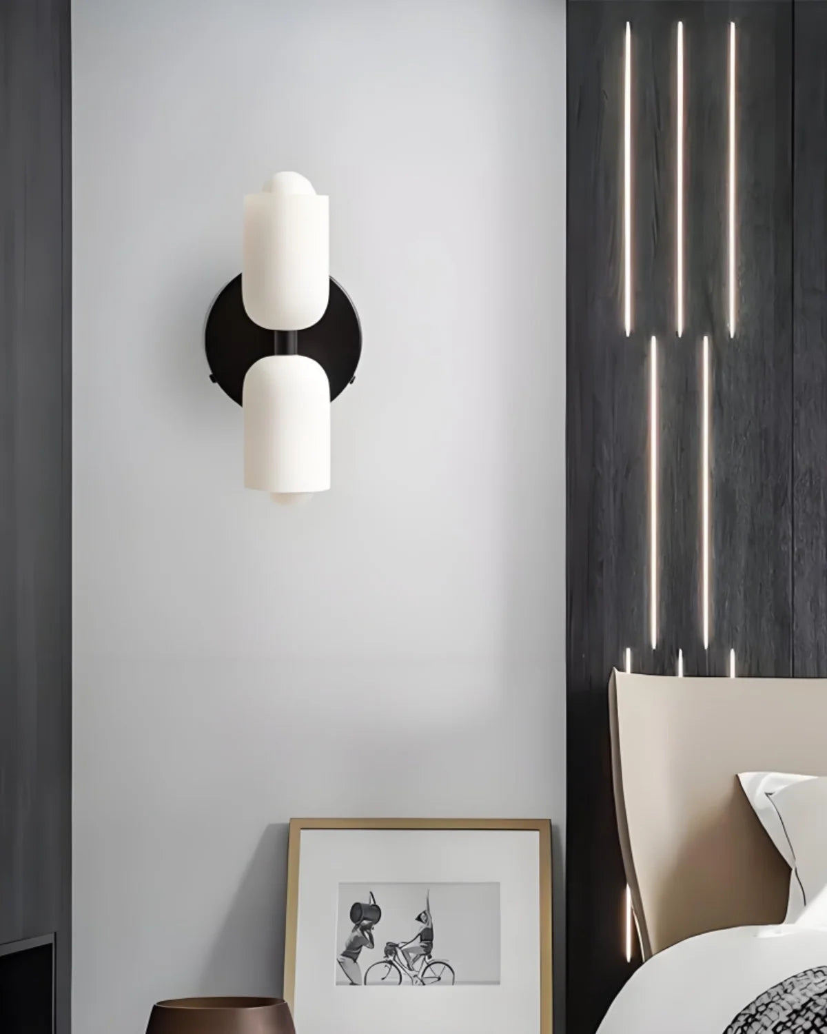 Wall Lamp Double Round Shades Soft Diffused Warm Light