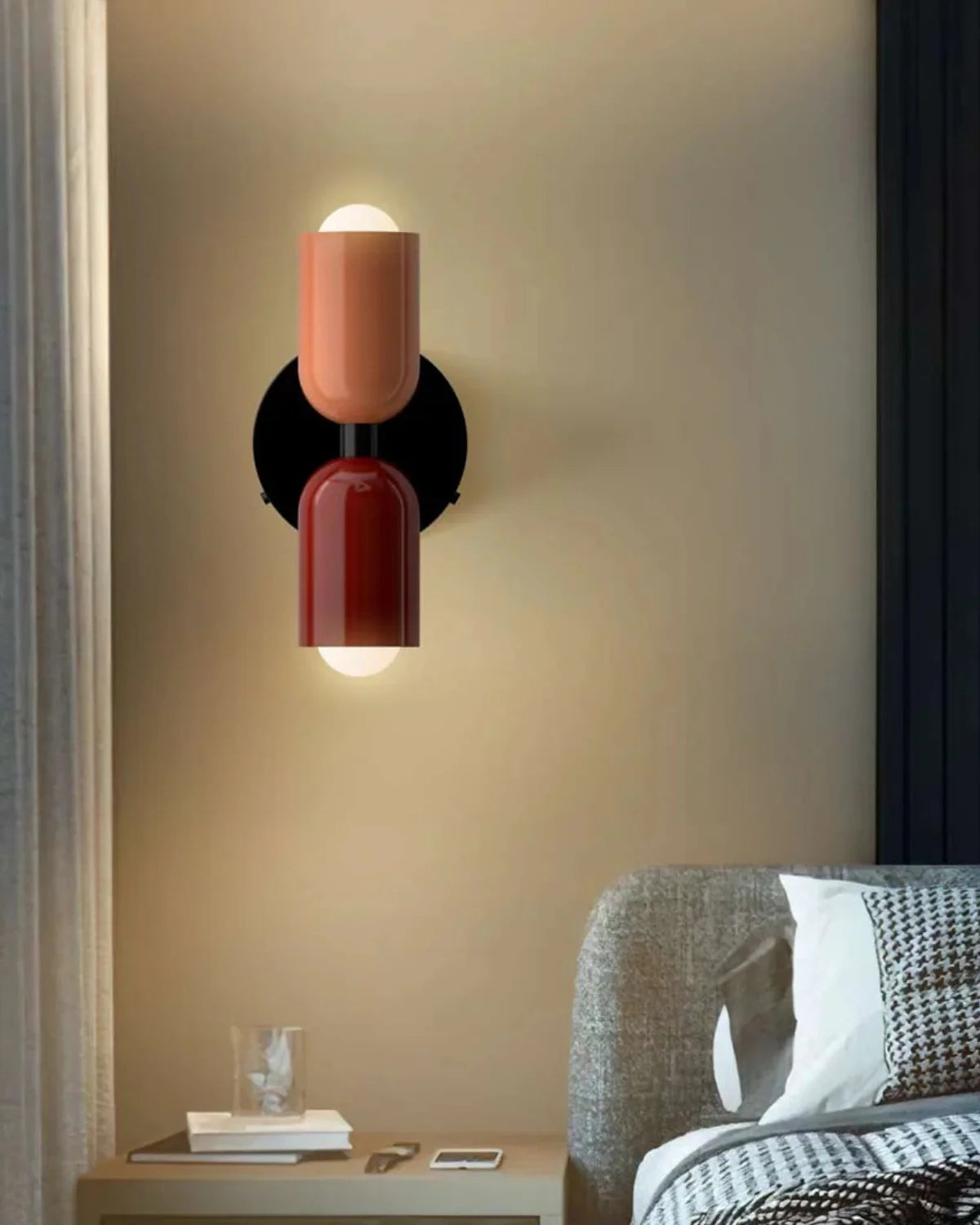 Wall Lamp Double Round Shades Soft Diffused Warm Light