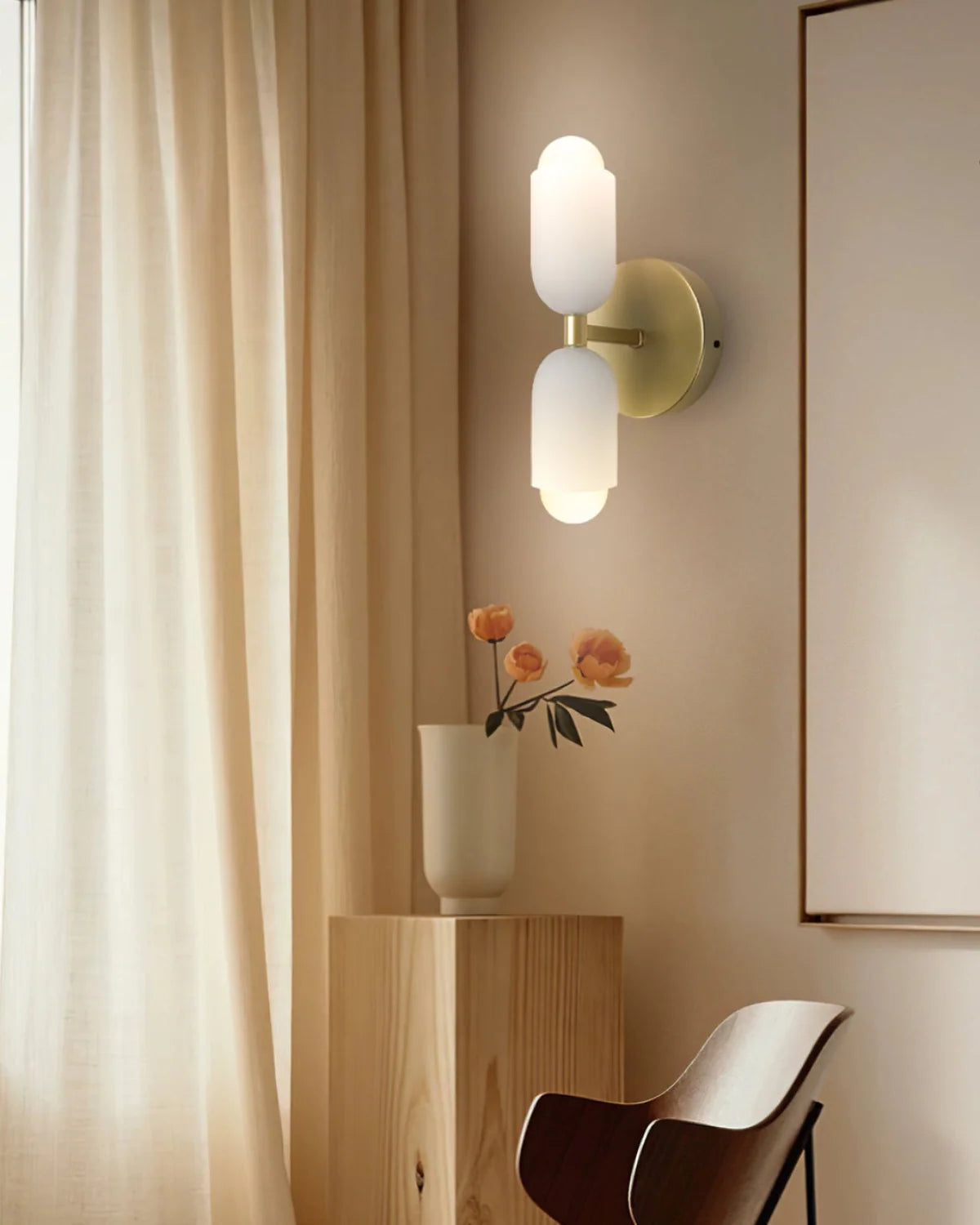 Wall Lamp Double Round Shades Soft Diffused Warm Light