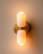 Wall Lamp Double Round Shades Soft Diffused Warm Light