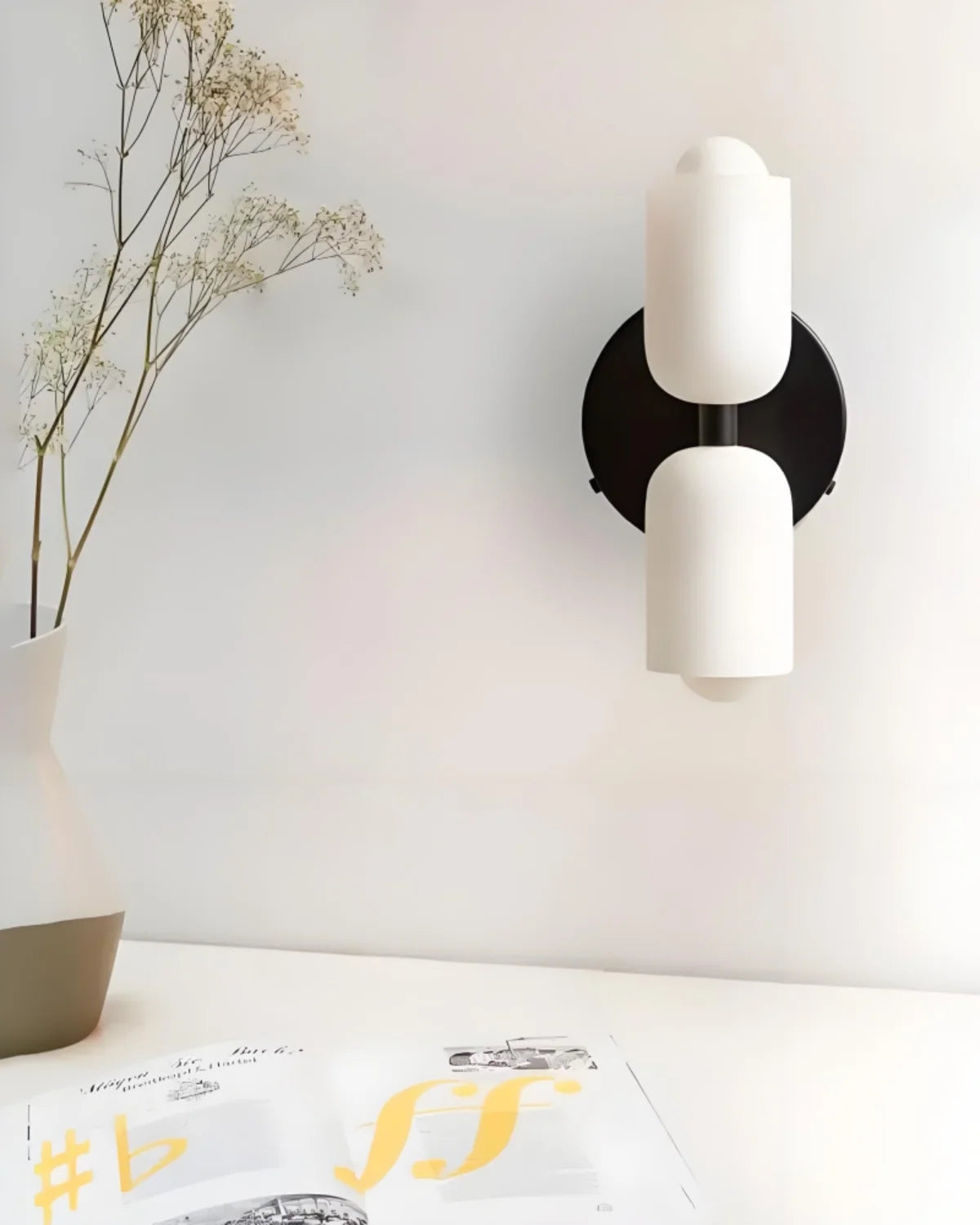 Wall Lamp Double Round Shades Soft Diffused Warm Light