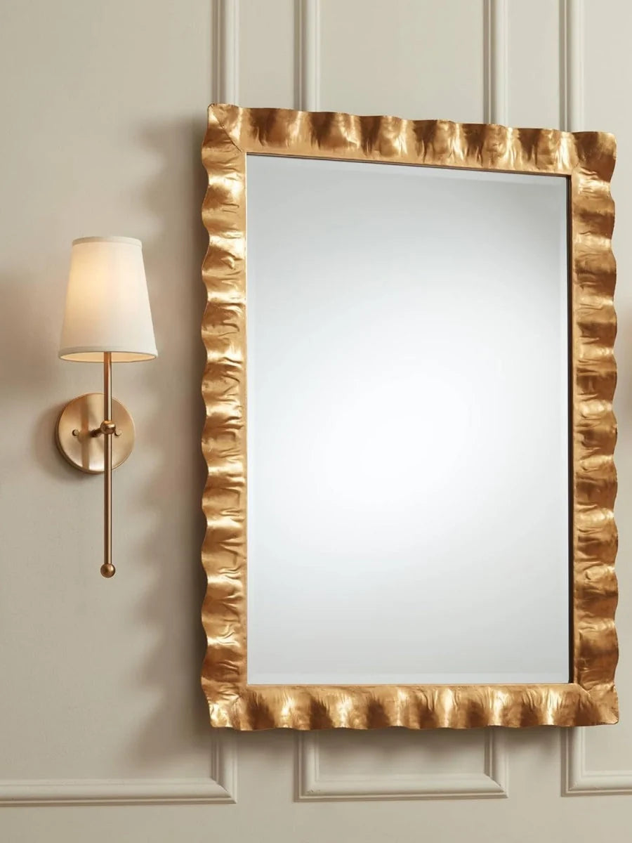 Wall Lamp Fabric Shade Rustic Brass Finish
