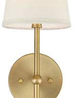 Wall Lamp Fabric Shade Rustic Brass Finish