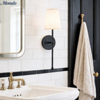 Wall Lamp Fabric Shade Rustic Brass Finish