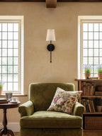 Wall Lamp Fabric Shade Rustic Brass Finish