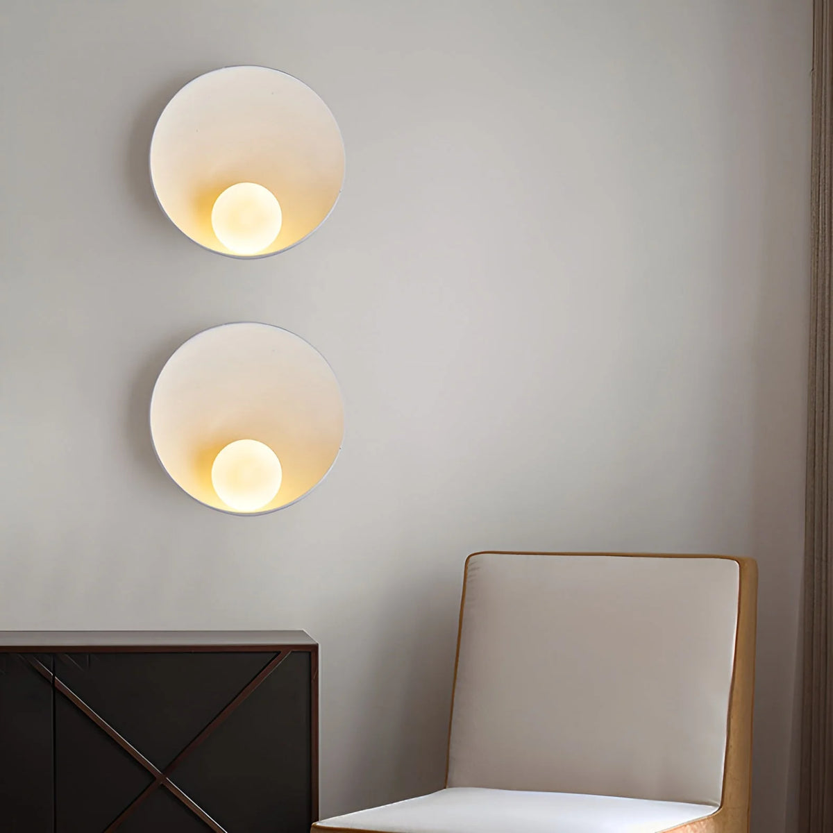 Wall Lamp Frosted Glass Wood Base