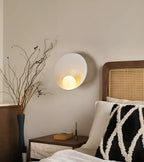 Wall Lamp Frosted Glass Wood Base