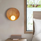 Wall Lamp Frosted Glass Wood Base