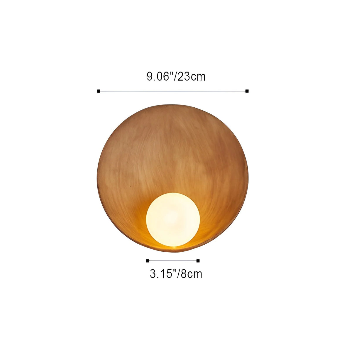 Wall Lamp Frosted Glass Wood Base