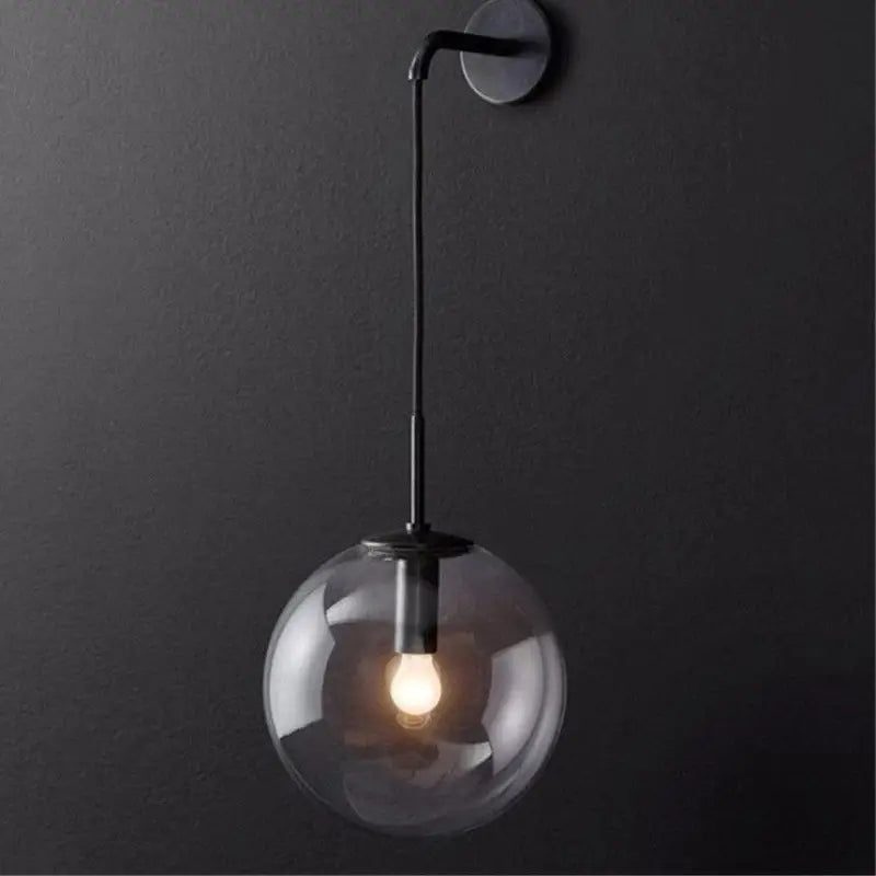 Wall Lamp Glass Globe Adjustable Arm E27 Socket